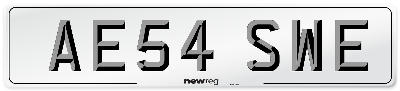 AE54 SWE Number Plate from New Reg